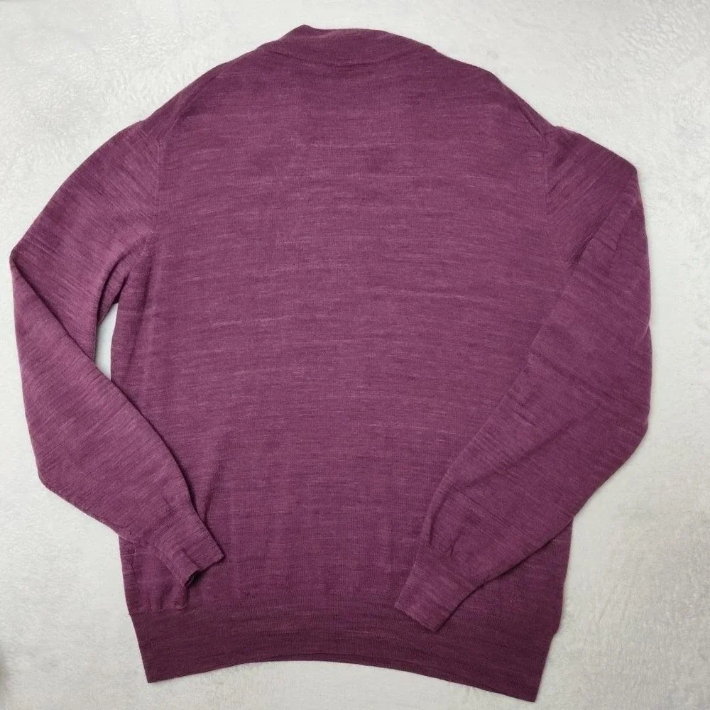 Peter Millar Sweater Mens XL Purple 1/4 Zip Mock Neck Tight-Knit Italy Golf HOLE